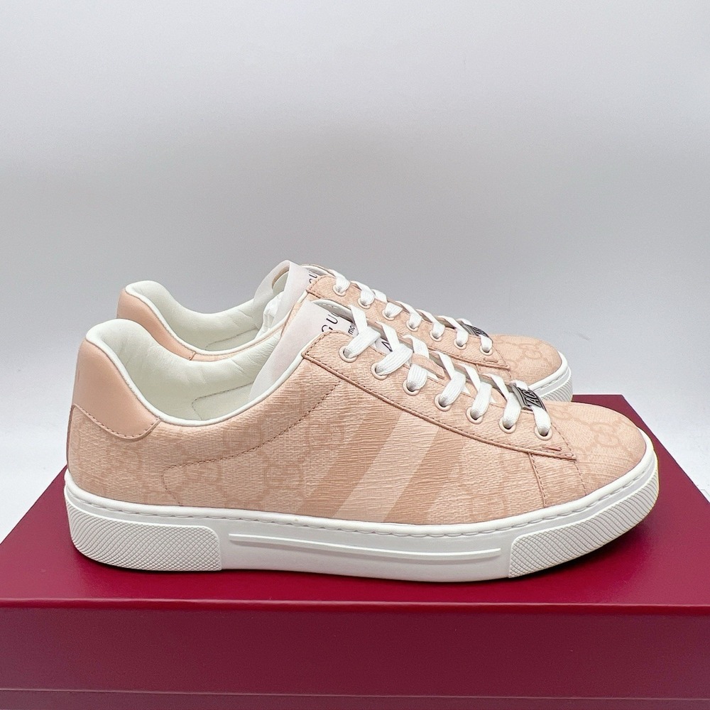 GUCCI Women's Pink GG Supreme Ace Tonal Web Sneakers 812026 EU 36.5 US 6.5 - NEW - Picture 5 of 14